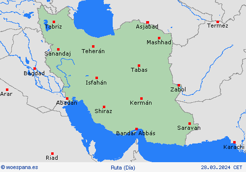 estado de la vía Irán Asia Mapas de pronósticos