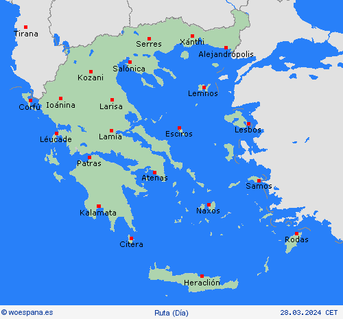 estado de la vía Grecia Europa Mapas de pronósticos