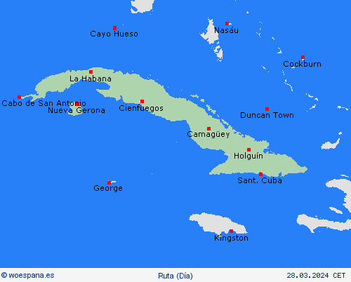 estado de la vía Cuba Centroamérica Mapas de pronósticos