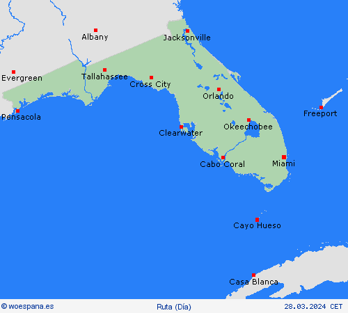 estado de la vía Florida Norteamérica Mapas de pronósticos
