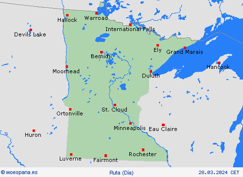 estado de la vía Minnesota Norteamérica Mapas de pronósticos