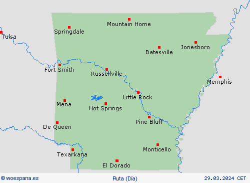 estado de la vía Arkansas Norteamérica Mapas de pronósticos