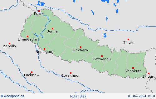 estado de la vía Nepal Asia Mapas de pronósticos