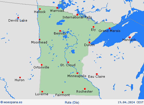 estado de la vía Minnesota Norteamérica Mapas de pronósticos