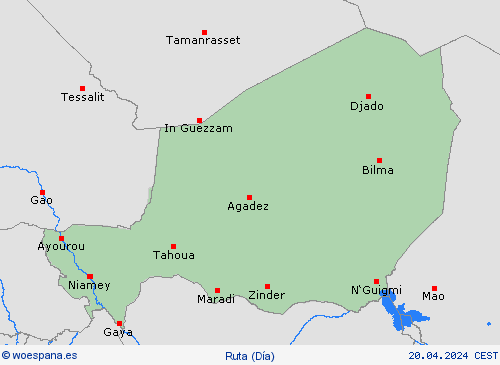 estado de la vía Níger África Mapas de pronósticos