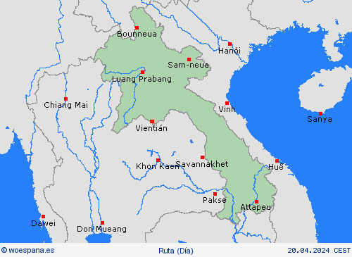 estado de la vía Laos Asia Mapas de pronósticos