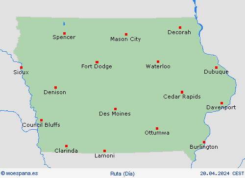 estado de la vía Iowa Norteamérica Mapas de pronósticos
