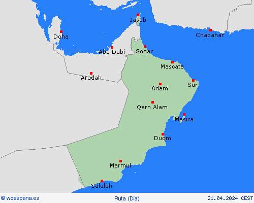 estado de la vía Omán Asia Mapas de pronósticos