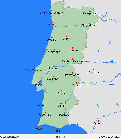 estado de la vía Portugal Europa Mapas de pronósticos