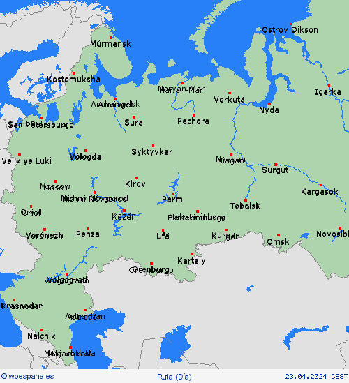 estado de la vía Rusia Europa Mapas de pronósticos