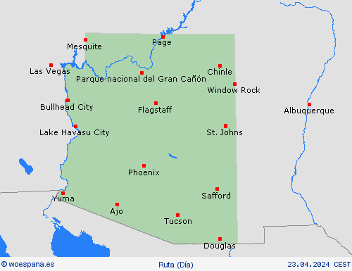 estado de la vía Arizona Norteamérica Mapas de pronósticos