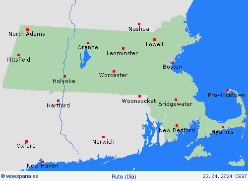 estado de la vía Massachusetts Norteamérica Mapas de pronósticos