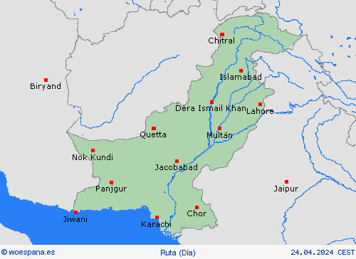estado de la vía Pakistán Asia Mapas de pronósticos