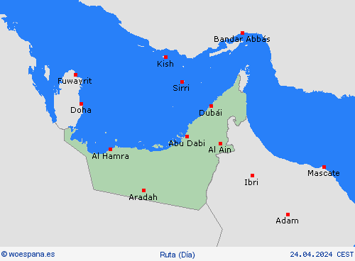 estado de la vía Emiratos Árabes Unidos Asia Mapas de pronósticos