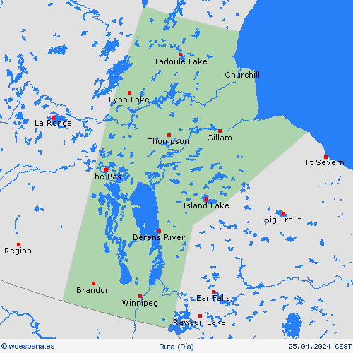 estado de la vía Manitoba Norteamérica Mapas de pronósticos