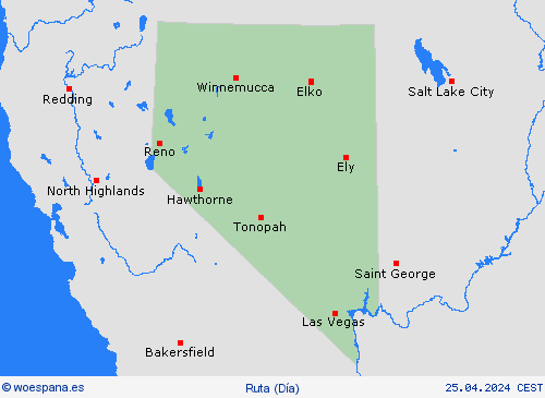 estado de la vía Nevada Norteamérica Mapas de pronósticos