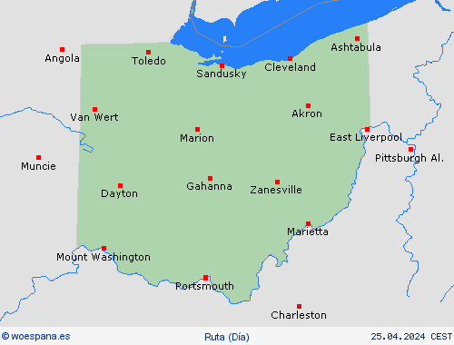 estado de la vía Ohio Norteamérica Mapas de pronósticos