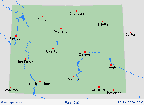 estado de la vía Wyoming Norteamérica Mapas de pronósticos