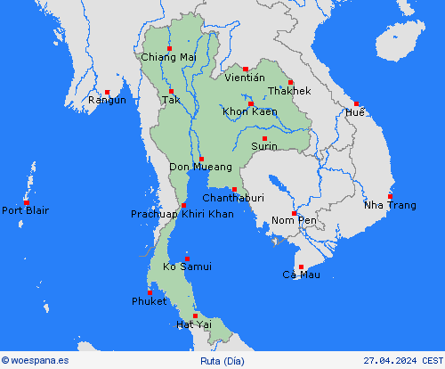 estado de la vía Tailandia Asia Mapas de pronósticos