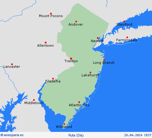 estado de la vía Nueva Jersey Norteamérica Mapas de pronósticos