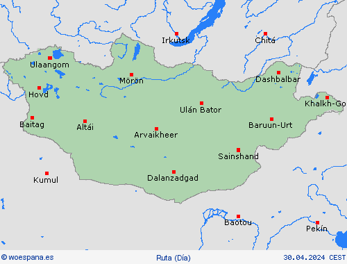 estado de la vía Mongolia Asia Mapas de pronósticos