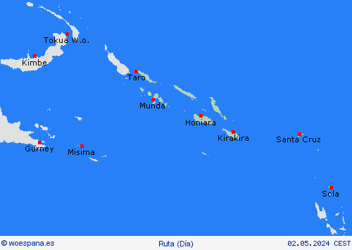 estado de la vía Islas Salomón Oceanía Mapas de pronósticos