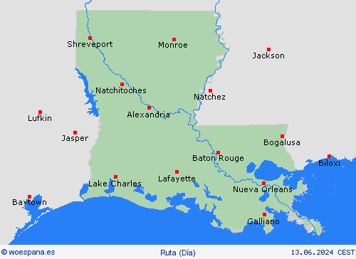 estado de la vía Luisiana Norteamérica Mapas de pronósticos