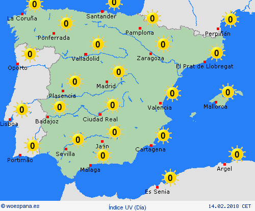 índice uv España España Mapas de pronósticos