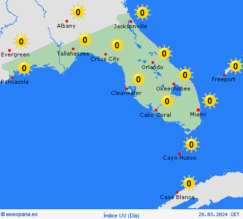 índice uv Florida Norteamérica Mapas de pronósticos
