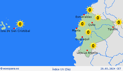 índice uv Ecuador Suramérica Mapas de pronósticos
