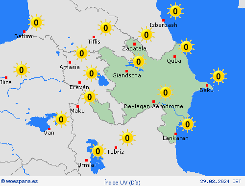 índice uv Azerbaiyán Asia Mapas de pronósticos