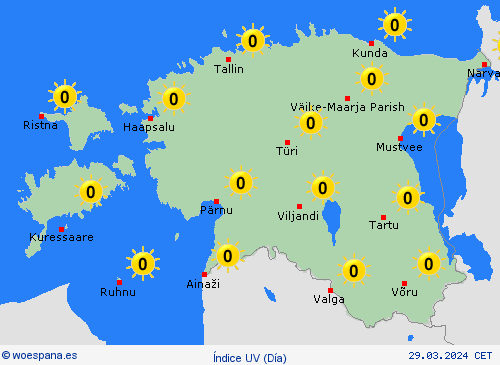índice uv Estonia Europa Mapas de pronósticos