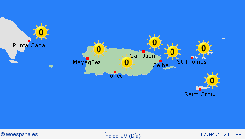 índice uv Puerto Rico Centroamérica Mapas de pronósticos