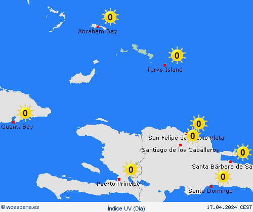 índice uv Islas Turcas y Caicos Centroamérica Mapas de pronósticos