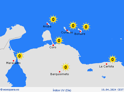 índice uv Antillas Neerlandesas Suramérica Mapas de pronósticos