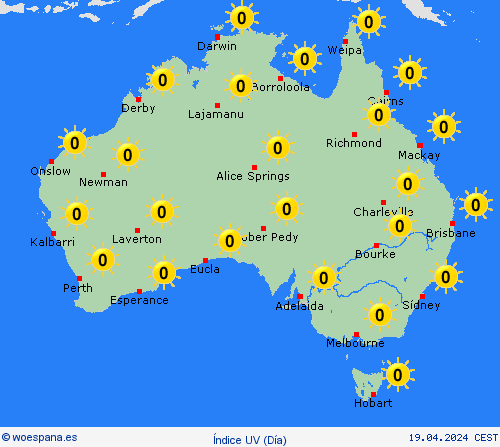 índice uv Australia Oceanía Mapas de pronósticos