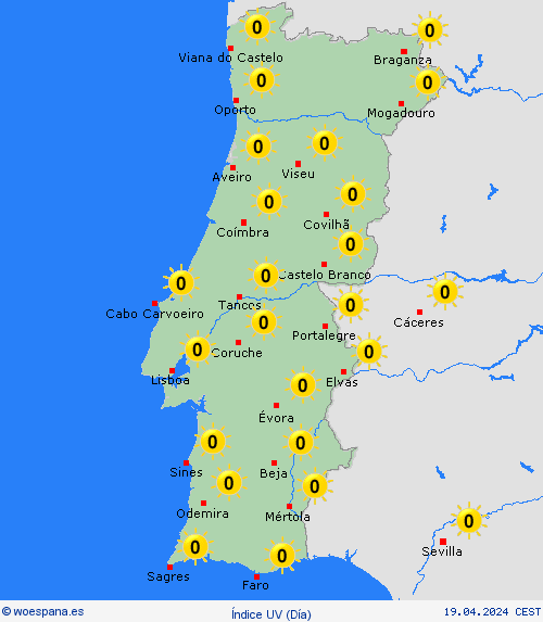índice uv Portugal Europa Mapas de pronósticos