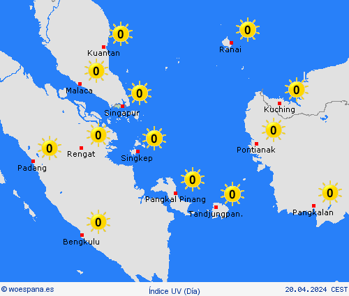 índice uv Singapur Asia Mapas de pronósticos