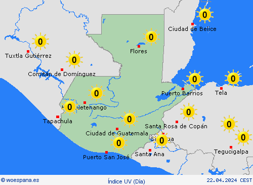 índice uv Guatemala Centroamérica Mapas de pronósticos