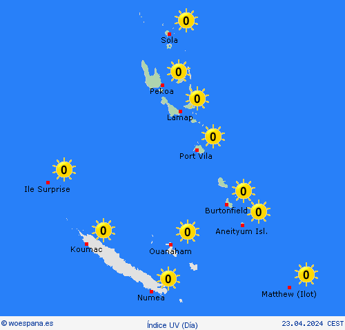 índice uv Vanuatu Oceanía Mapas de pronósticos
