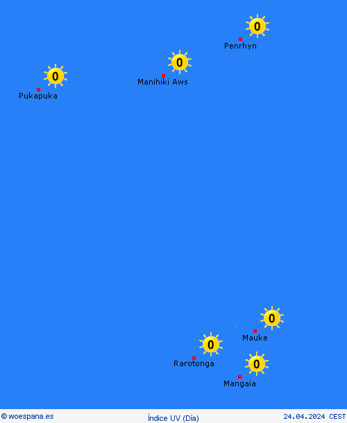 índice uv Islas Cook Oceanía Mapas de pronósticos