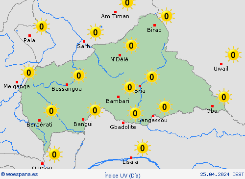 índice uv República Centroafricana África Mapas de pronósticos