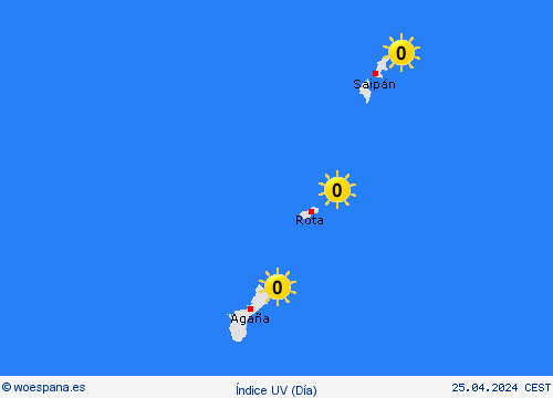 índice uv Islas Marianas Oceanía Mapas de pronósticos