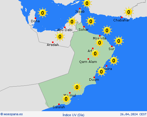 índice uv Omán Asia Mapas de pronósticos
