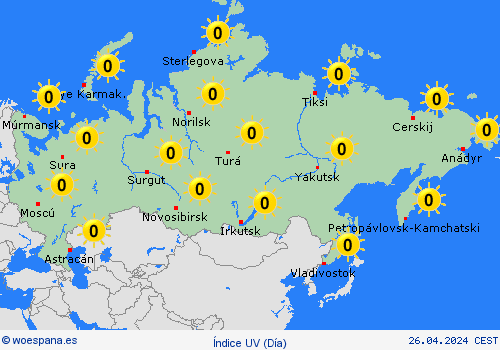 índice uv Rusia Asia Mapas de pronósticos