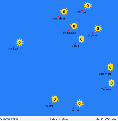 índice uv Islas Marshall Oceanía Mapas de pronósticos