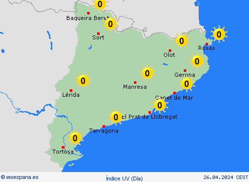 índice uv  España Mapas de pronósticos