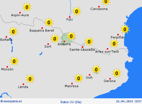 índice uv Andorra Europa Mapas de pronósticos