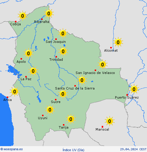 índice uv Bolivia Suramérica Mapas de pronósticos