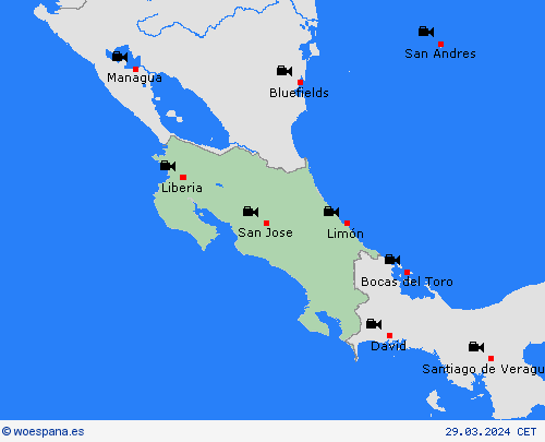 cámara web Costa Rica Centroamérica Mapas de pronósticos